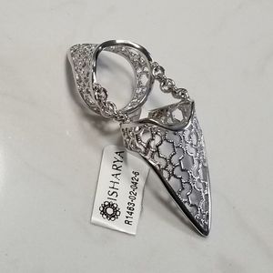 Isharya Silver Royal Filigree Knucle Chain Ring 5